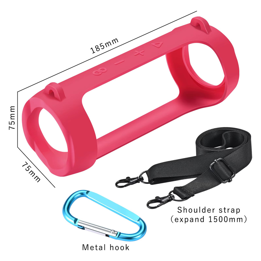 Wasserdichte Silikon-Lautsprecherschutzhülle mit verstellbarem Riemen für JBL Flip 6 und Flip 5 in Schwarz oder Pink - Bild 5