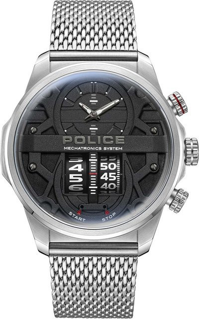 Police Chronograph Herrenuhr, Quarz, Edelstahl, 44 mm, Schwarz, 5 ATM - Bild 1