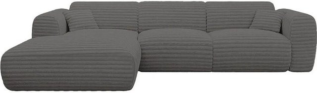 Maison Céphy Ecksofa Pogni in Anthrazitgrau aus Cord-Samt mit Breite: 280 cm - Bild 1