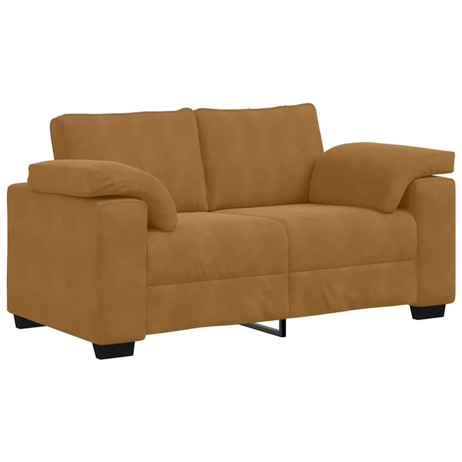 vidaXL Zweisitzer-Sofa in Braun mit Samtbezug und Armlehnen - Bild 2