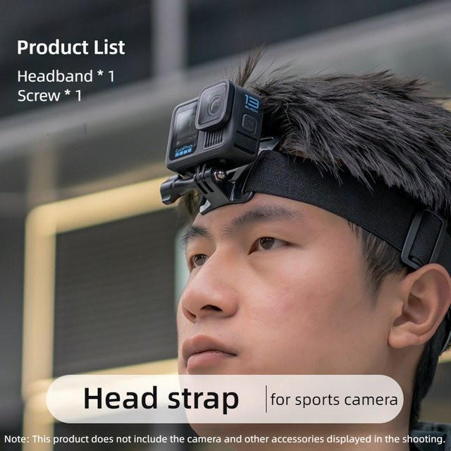 Coogens Kamera-Stirnband mit fester Halterung für GoPro 13/12, Insta360, DJI Action 5 Pro/4/3 und Ace Pro 2, Farbe: Schwarz - Bild 1