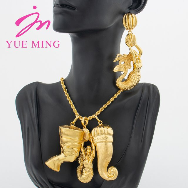 YM Schmuckset, Halskette, Ohrringe, Messing, Gold, Damen - Bild 1