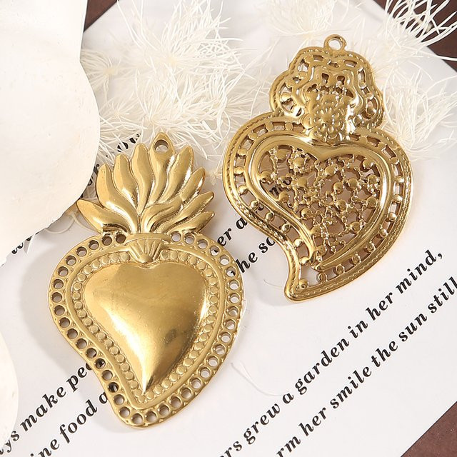 Herz Charms, 18K vergoldet, Edelstahl, Gold, Vintage - Bild 1