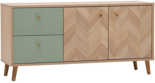 Schildmeyer Lowboard Visby Eiche Nachbildung Pistazie Fischgräten B/H/T: 109 x 44,1 x 33,05 cm - Bild 1
