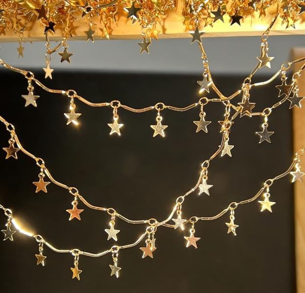 Stern-Pailletten Metallkette, 1 Meter - Bild 1