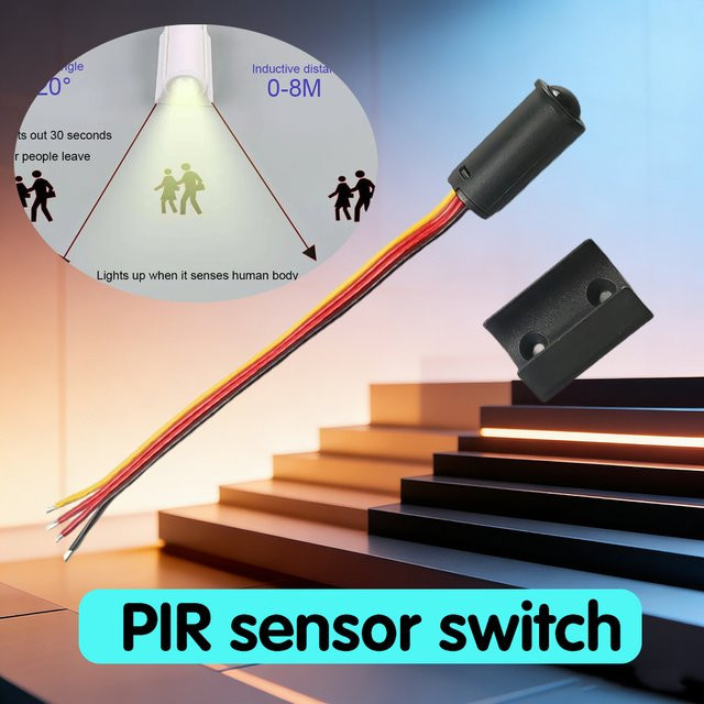 IKSLED Mini Infrarot-Bewegungssensor PIR-Sensor zur automatischen Beleuchtungssteuerung in Schwarz - Bild 1