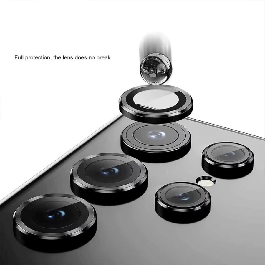 Kamera Schutz Ring aus Glas und Metall mit CD Muster für Samsung Galaxy S26, S25 FE, S24 Plus und S23 Ultra in Silber - Bild 4