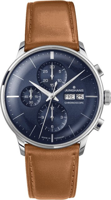 Junghans Chronograph, Automatik, Edelstahl, Blau, 40 mm, Herren - Bild 1