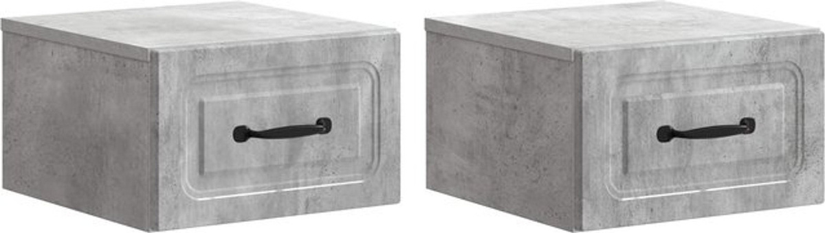 Set aus 2 wandmontierten Nachttischen im Industrial Design von vidaXL, Farbe Grau, B/H/T: 34,5 x 33 x 20 cm - Bild 1