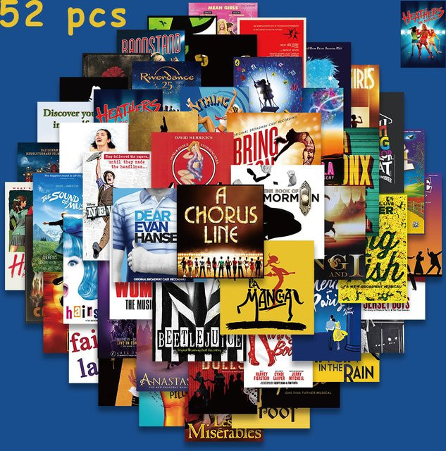 50 Stück Musik Poster Aufkleber im Retro-Stil für Laptop, Telefon und Tagebuch, Mehrfarbig - Bild 1