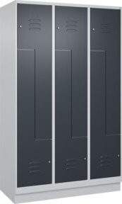 C+P Z-Spind Classic PLUS mit 6 Fächern, Sockel, Zylinderschloss, Grau/Anthrazit, H x B x T: 195 x 120 x 50 cm - Bild 1
