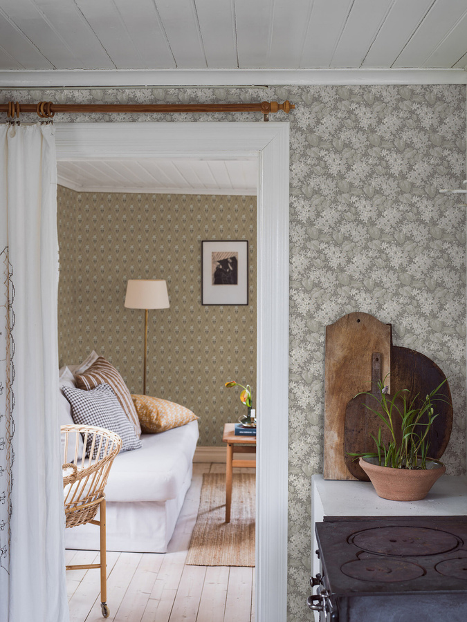 BoråsTapeter Tapete Aratorp 4163 mit floralem Design in Beige, Grau und Weiß aus Vlies - Bild 1