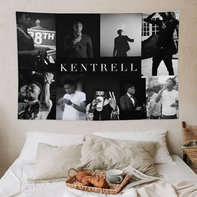VIKAMA Wandteppich Kentrell YoungBoy NBA Hip-Hop-Sänger Wanddekoration aus Textil, Farbe: Schwarz, B/H: 40 x 60 cm - Bild 1