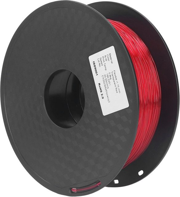 Koogeelife TPU Filament 1,75mm 1kg für FDM 3D Drucker flexibel in transparent Blau und Rot - Bild 1