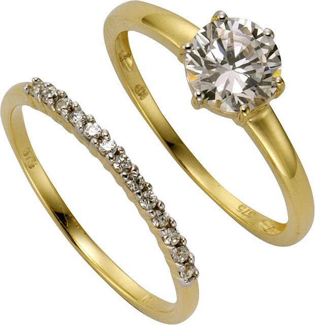 Celesta Ring-Set 375 Gold, zweifarbig, Zirkonia, Damen - Bild 1