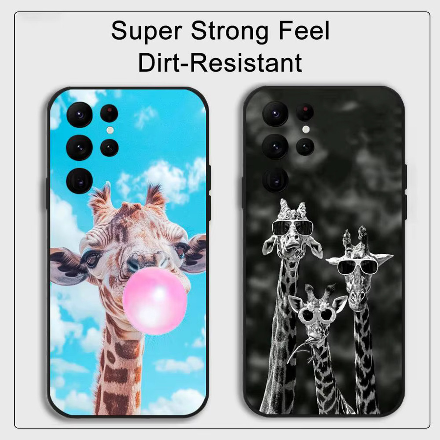 Handyhülle mit lustigem Giraffen-Design für Samsung Galaxy S21 S22 S23 S24 S25 FE Plus in Schwarz und Multicolour als Softshell-Hülle - Bild 2