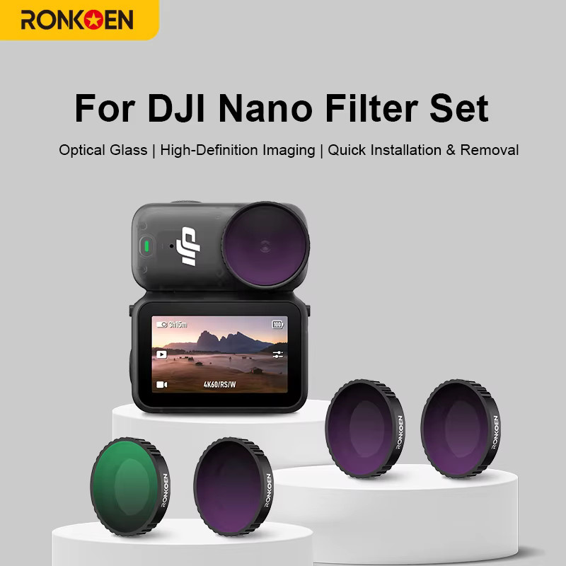 Ronkoen Kamerafilter Set für DJI Osmo Nano mit CPL, UV, ND8, ND16, ND32, ND64 und ND32PL Schutzobjektiv in Schwarz - Bild 6