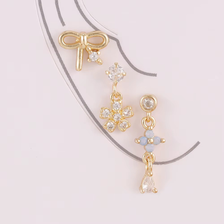 Maodane Ohrringe Set, Edelstahl, Blau, Opal Stein, Damen - Bild 3