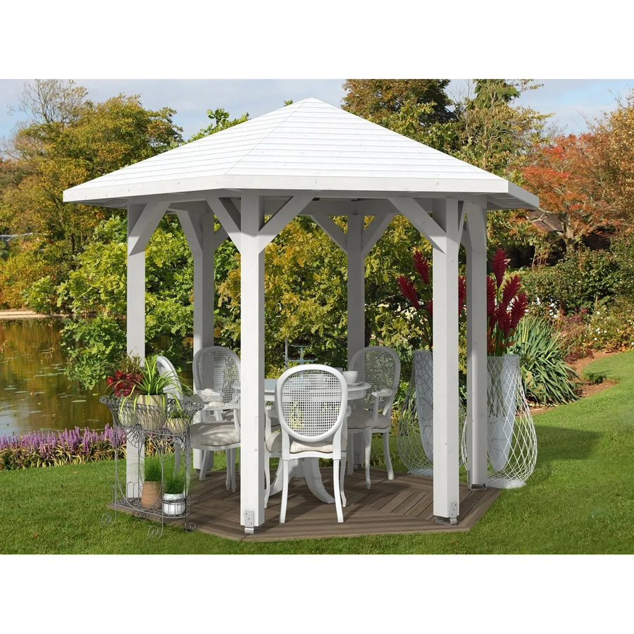 Skan Holz Pavillon Nancy 1 aus Leimholz Fichte in Weiß B/H/T: 360 x 292 x 312 cm - Bild 2