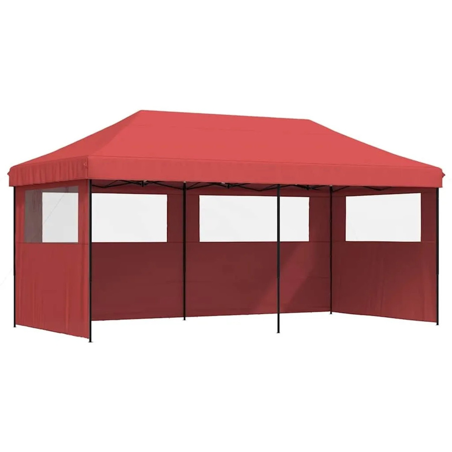 vidaXL Partyzelt Faltbar Pop-Up in Burgunderrot mit 3 Seitenteilen und transparenten Fenstern, B/T/H: 315 x 292 x 292 cm - Bild 2
