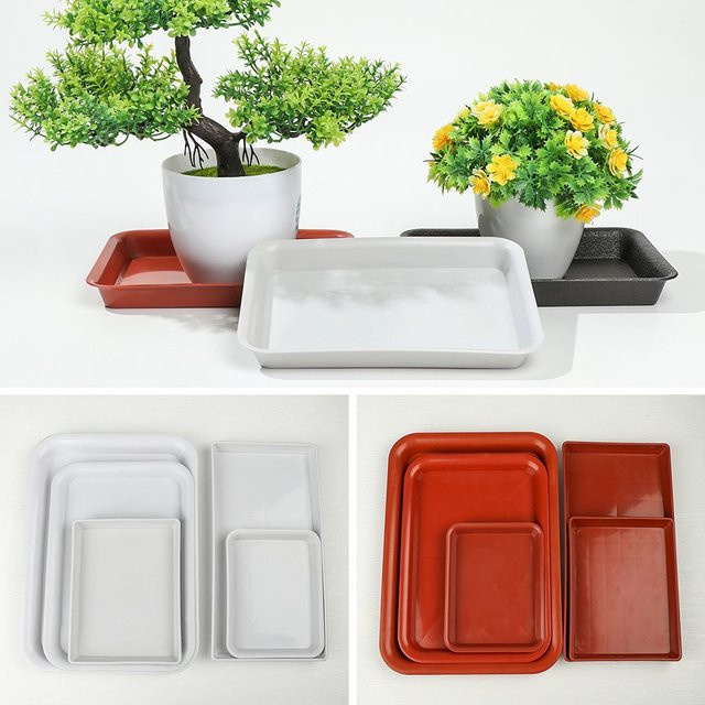 Rechteckige Blumentopf Untertasse aus Kunststoff für Indoor und Outdoor, Farbe: Weiß, B: 18 cm, T: 13,5 cm - Bild 1