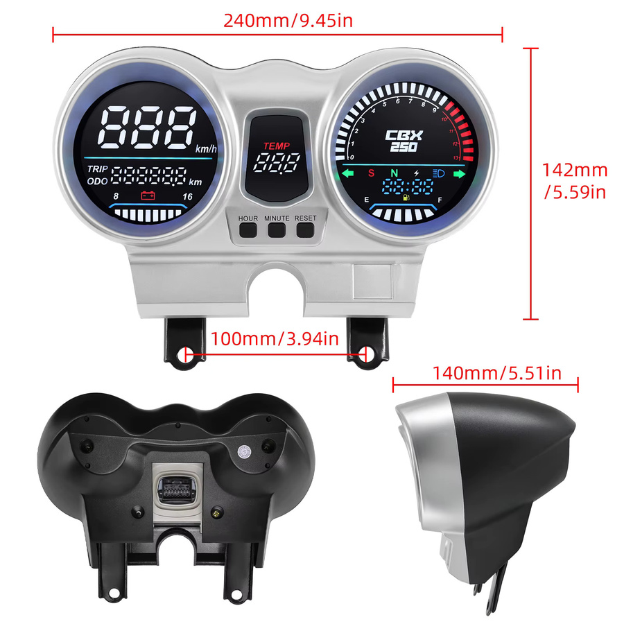 RYSJM Tachometer mit LCD-Display und Kilometerzähler für Honda CBX250 Twister 2001 bis 2008 - Bild 6