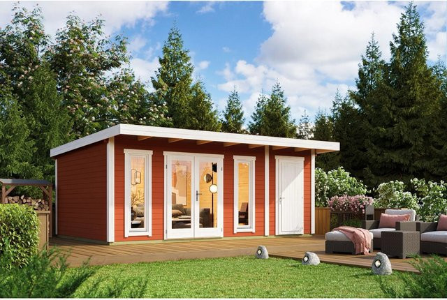 Lasita Gartenhaus Sicily Maja in Schwedenrot mit Flachdach, B/H/T: 595 x 228 x 440 cm - Bild 1