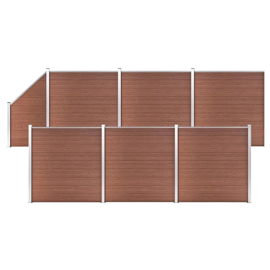 vidaXL WPC Zaun-Set aus WPC und Aluminium in Braun, B: 1138 cm, H: 186 cm - Bild 2
