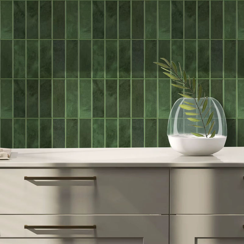 Vividtiles Wandaufkleber Set aus 5 Blättern, wasserdichte Vinyl-Tapete in Floral-Design für Küche und Badezimmer, mehrfarbig grün - Bild 5