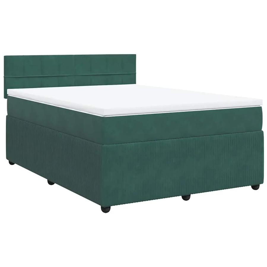vidaXL Boxspringbett mit Matratze Dunkelgrün aus Samt, Hybrid-Design mit Taschenfederkern, B/T/H: 160 x 200 x 100,5 cm - Bild 2