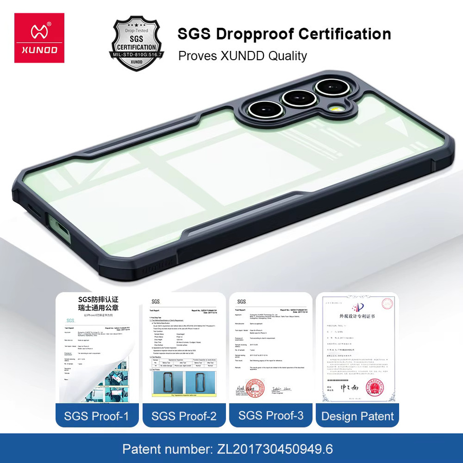Xundd Schutzhülle für Samsung Galaxy A36 A56 A57 A37 A16 A17 5G A06 A07 mit Airbag Anti-Sturz TPU und Acryl Rückseite sowie durchsichtigem Kameraschutz in Transparent und Schwarz - Bild 5