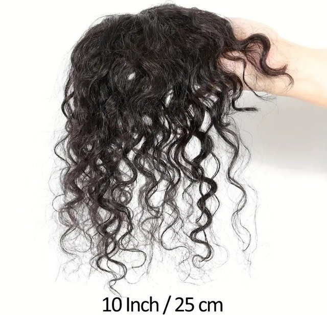 Lockiges Topper-Haar mit Pony, Haarteil mit Clips, menschliches Haar - Bild 1
