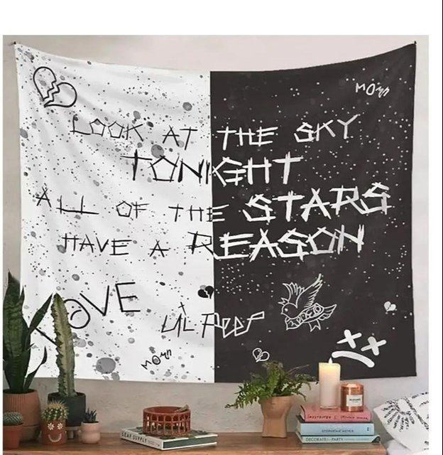 JMG Household Supplies Wandteppich Lil Peep und Juice Wrld Hip Hop Dekoration Schwarz-Weiß, Breite: 73 cm, Höhe: 95 cm - Bild 1