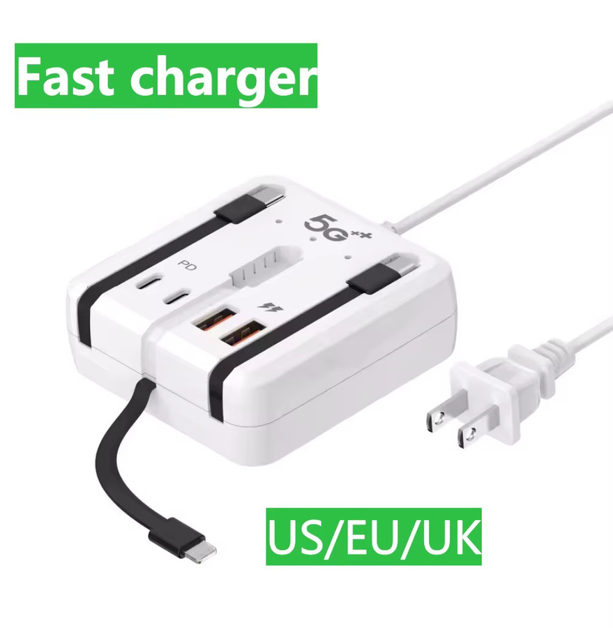 66 W USB C PD Schnellladestation mit 4 USB C Ports und USB Hub Adapter in Weiß - Bild 4