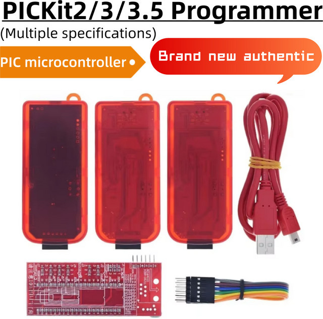Universeller Programmieradapter-Sockel für PICKit2, PICKit3 und PICKit3.5 sowie PIC ICD2 in Rot - Bild 1
