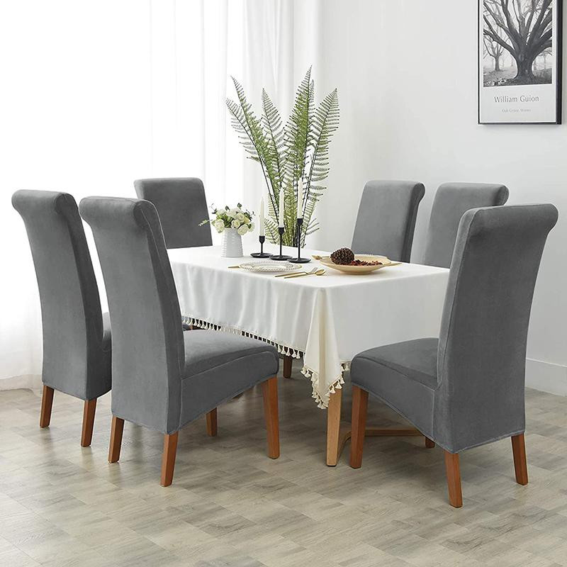 Yiran Furniture Esszimmerstuhlbezug aus Samtstoff mit elastischem Stretch für Stühle mit langer Rückenlehne, XL-Größe, Waschbar - Bild 2