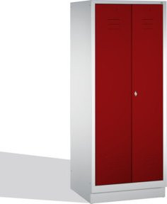 C+P Möbelsysteme Putzmittel-Spind Classic auf Sockel mit 2 Abteilen, Front Rubinrot, Korpus Lichtgrau, H: 185,0 cm, B: 81,0 cm, T: 50,0 cm - Bild 1