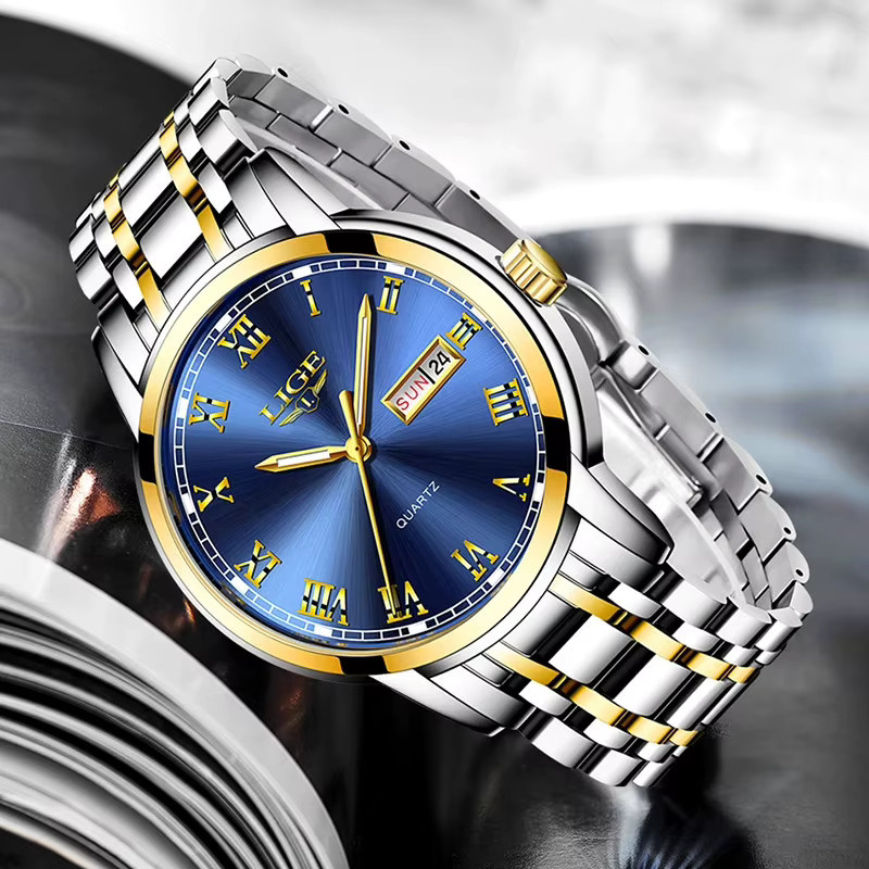 Lige Armbanduhr Quarz, Edelstahl, Blau, Herren - Bild 2