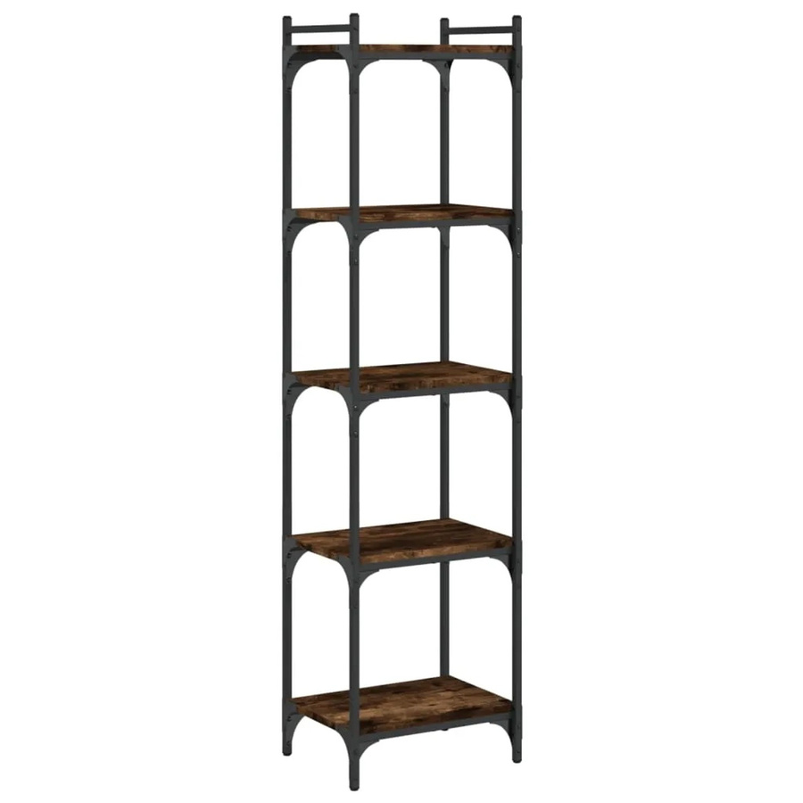 vidaXL Bücherregal mit 5 Böden in Räuchereiche und Metall im Industrial Design, B/T/H: 40 x 30 x 154 cm - Bild 2