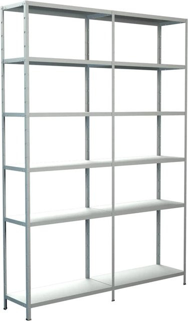 Schulte Regalwelt Steck-Grundregal aus Metall in Weiß, H 230 cm x B 160 cm x T 35 cm - Bild 1