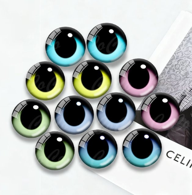 Glas Drachen Katze Augen Cabochon Charms, Puppen Augen Zubehör, Bunt / Mehrfarbig, 6-teiliges Set - Bild 1
