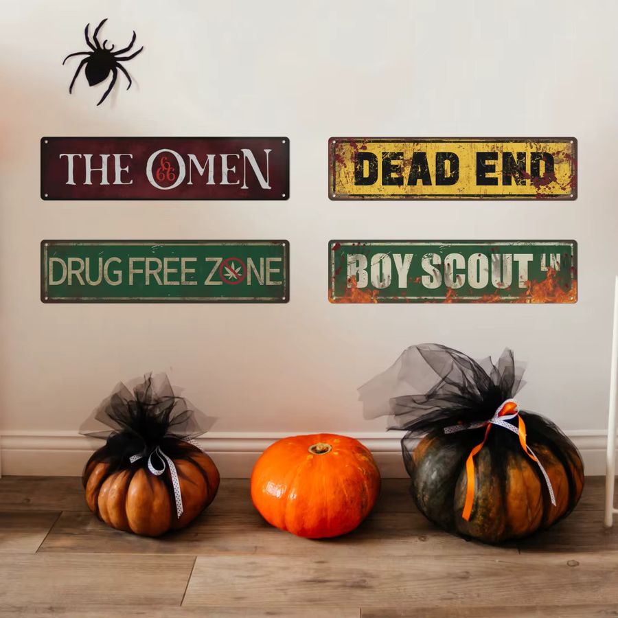 Putuo Decor Vintage-Straßenschild aus Metall in Multicolor mit Salem Witches Way und Spooky St für Halloween - Bild 3