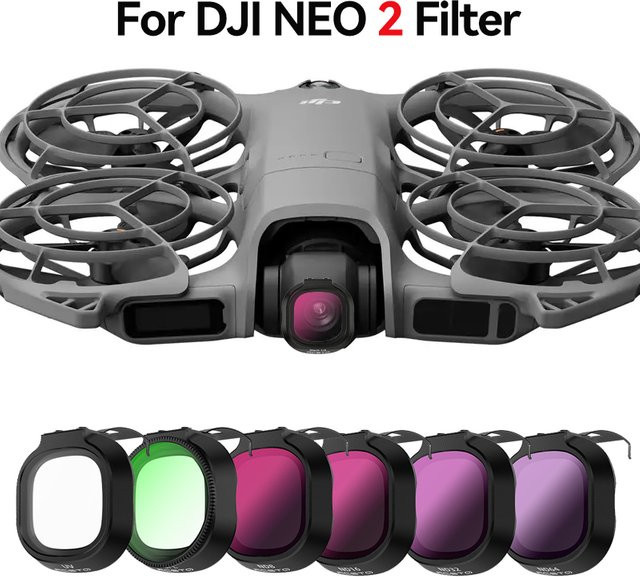 ND-Objektivfilter-Set für DJI NEO 2 mit UV, CPL und ND Filtern in Schwarz - Bild 1