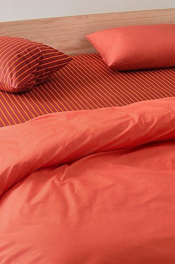 Jotex SHIMA Spannbettlaken aus Bio-Baumwolle gestreift in Braun und Orange - Bild 1