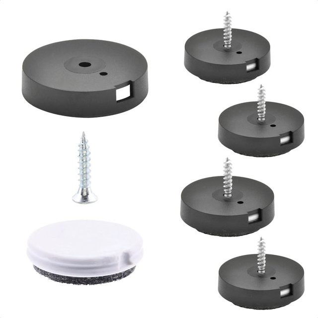 Wagner QuickClick 2in1 Duo Filz- und Plastikgleiter, 12-teilig, Ø 25 mm, Schwarz/Grau - Bild 1