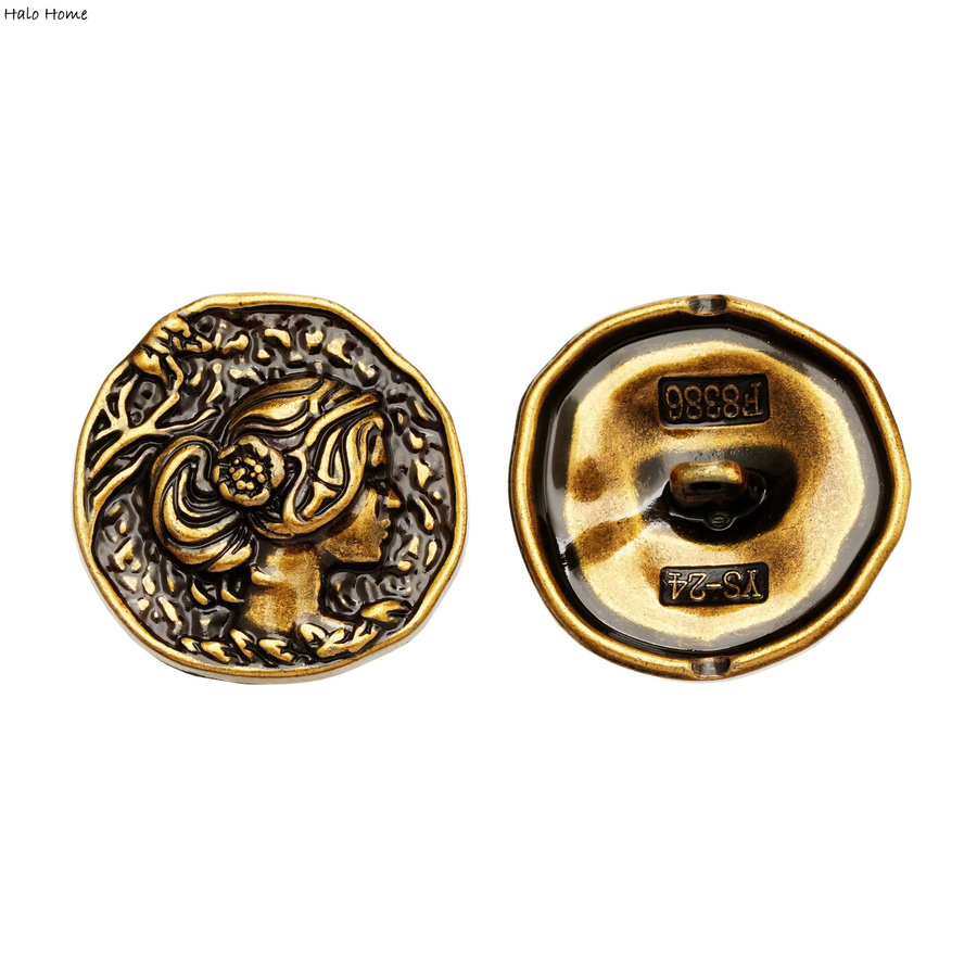 5 Stück Halo Home Damen-Knöpfe aus Cameo-geprägter Legierung im Vintage-Stil in Silber und Gold für Kleidung und Bastelzubehör - Bild 2