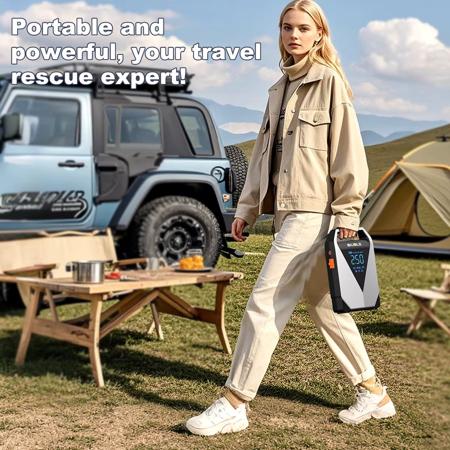 BIUBLE 4 in 1 Auto Starthilfe und Luftkompressor mit 3000A Booster und 12000 mAh Akku, 150 PSI Reifenpumpe - Bild 2