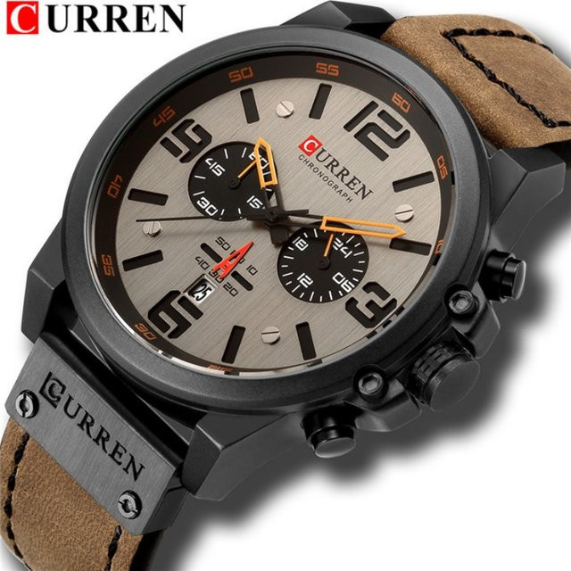 CURREN Chronograph, Quarzuhr, Lederarmband, Schwarz, Herren - Bild 1