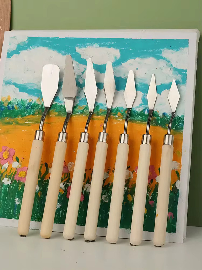 BUNKI 7-teiliges Set Edelstahl-Ölmalmesser und Künstlerspatel für Kunstwerke und Backzubehör - Bild 5