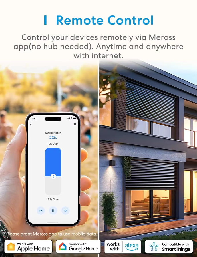 Meross Smart Home Rollomotor MRS200 in Weiß mit Timer und Sprachsteuerung, kompatibel mit Apple HomeKit und Google Home, für die elektrische Unterflurmontage - Bild 5